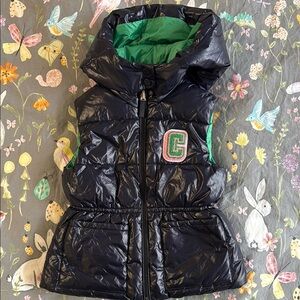 Jacadi Black Puffer Vest with Green Details